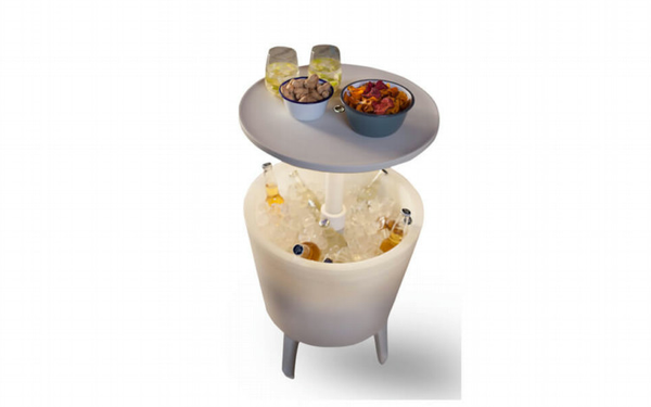 Mesa nevera iluminada para jardín color blanco Mesa nevera iluminada para jardín color blanco